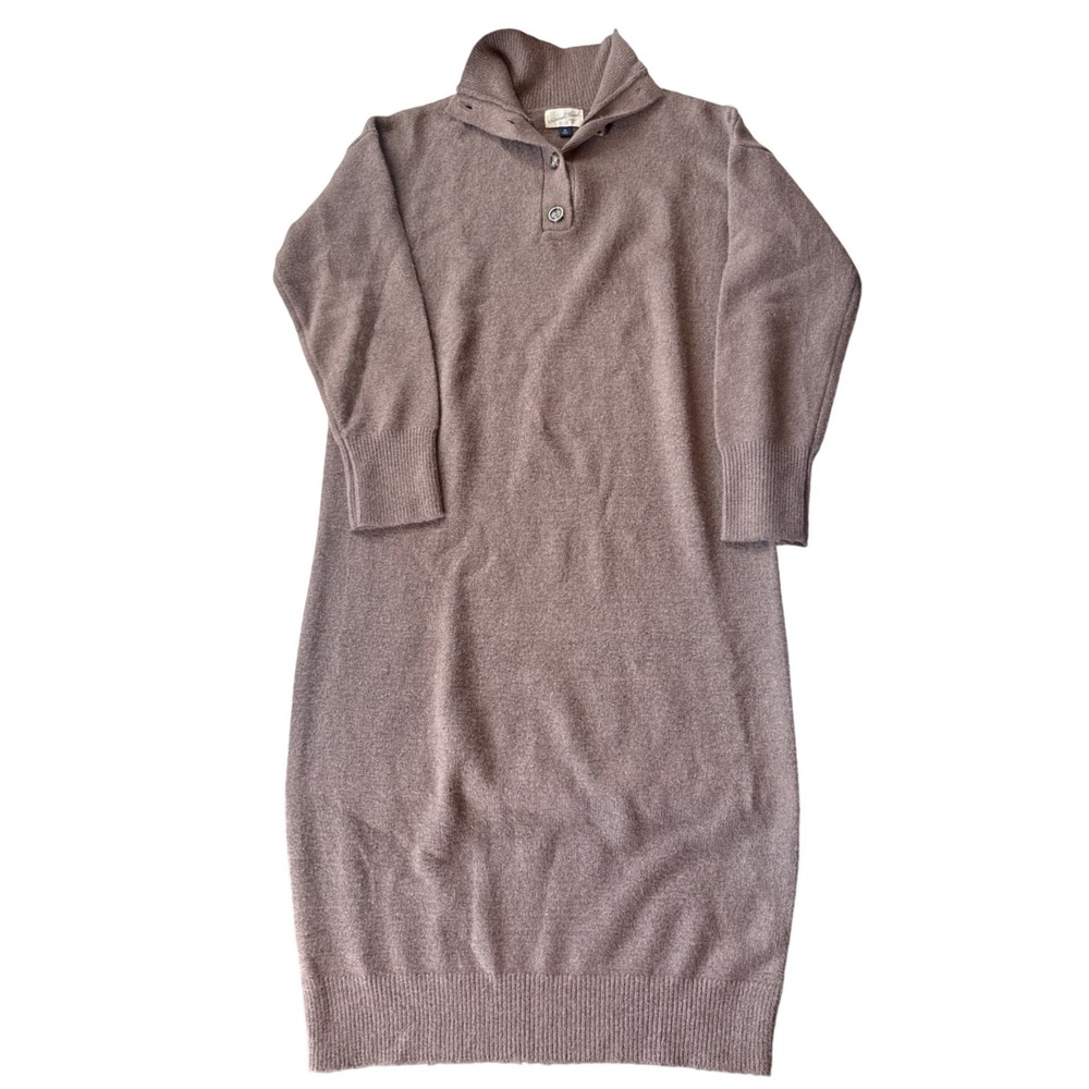 Universal Thread Sweater Dress Women M Brown Henley Mock Neck Midi